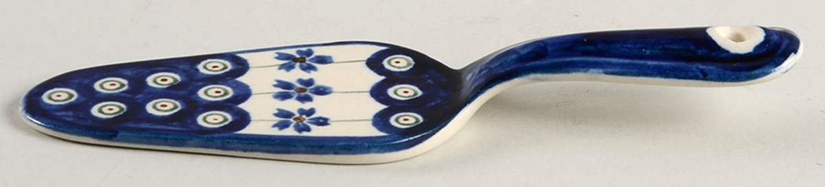Flowering Peacock Solid Ceramic Pie/Cake Server by BOLESLAWIEC-1