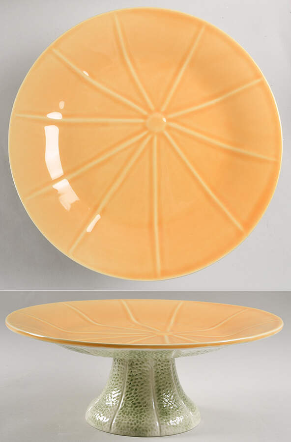 Melon Bowls 12" Diameter Pedestal Cake Stand by Bordallo Pinheiro-1
