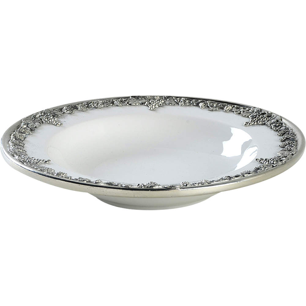 Grape Motif Rim Soup Bowl by Brescia Peltro-1