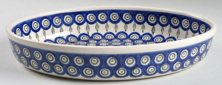Peacock 12" Oval Baker by BOLESLAWIEC-1