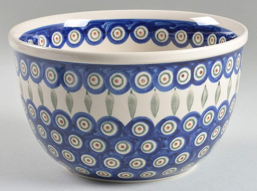 Peacock 8" Mixing Bowl by BOLESLAWIEC-1