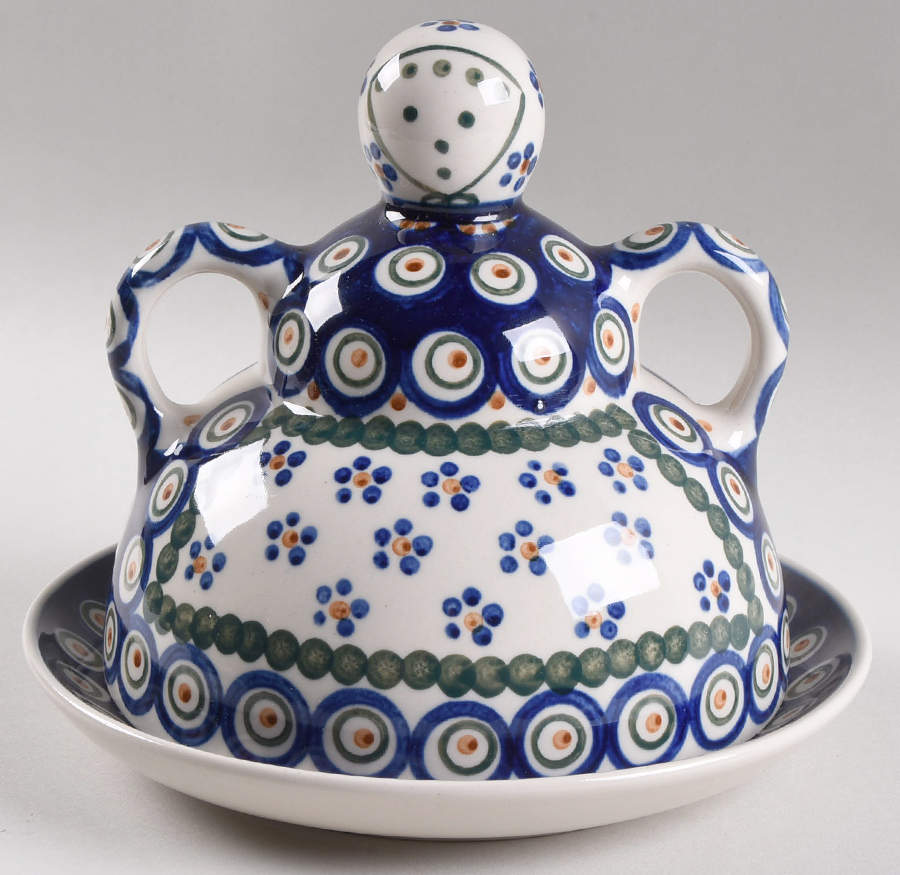 Peacock Round Covered Butter by BOLESLAWIEC-1
