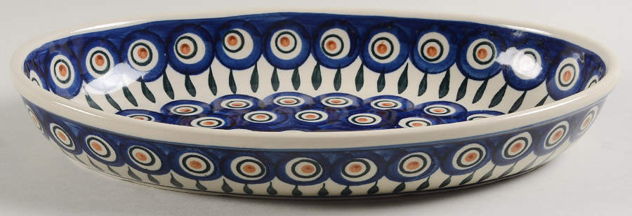Peacock 11" Oval Baker by BOLESLAWIEC-1