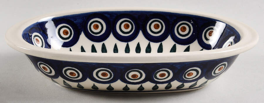 Peacock 8" Oval Tray by BOLESLAWIEC-1