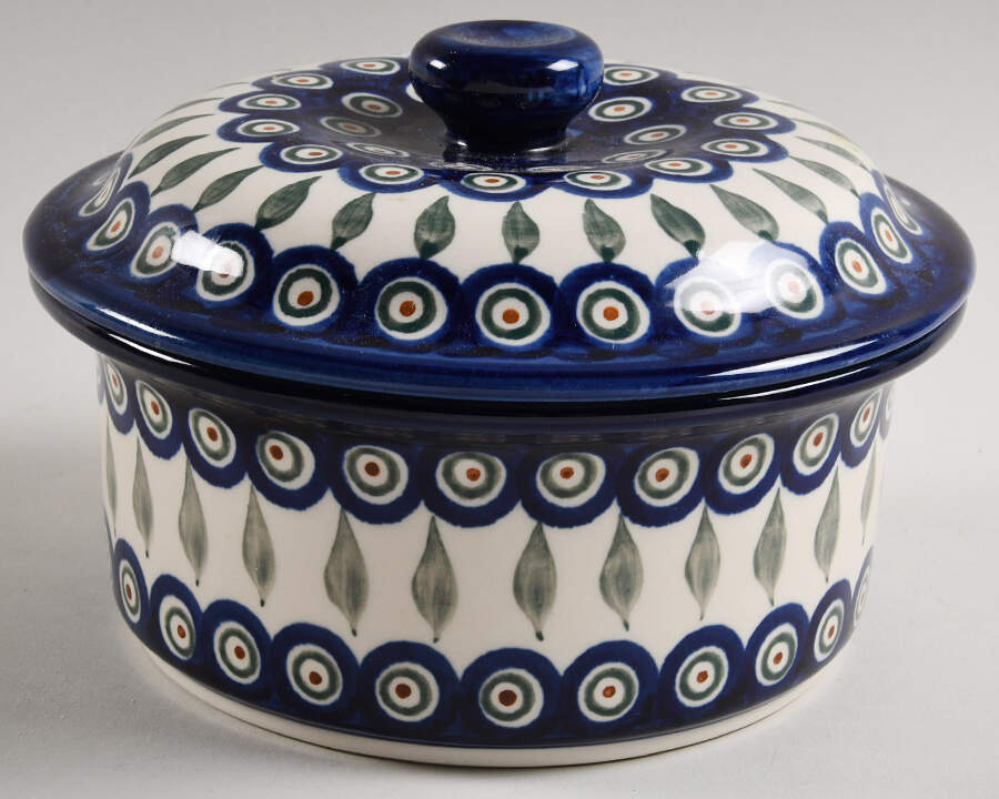 Peacock 1.25 Qt Round Covered Casserole by BOLESLAWIEC-1