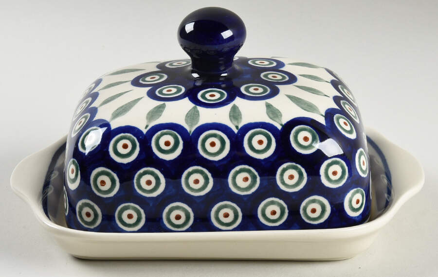 Peacock Rectangular Covered Butter by BOLESLAWIEC-1