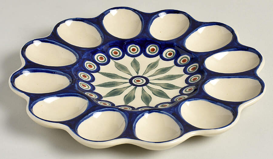 Peacock Deviled Egg Plate by BOLESLAWIEC-1
