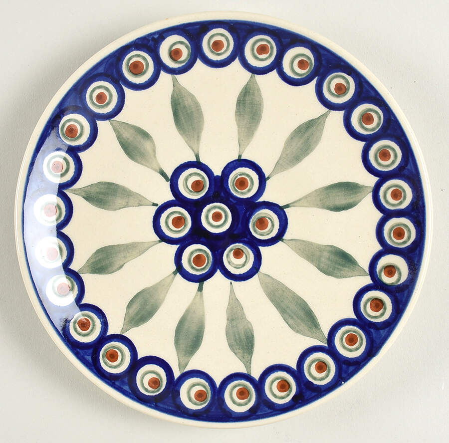Peacock Dessert/Pie Plate by BOLESLAWIEC-1