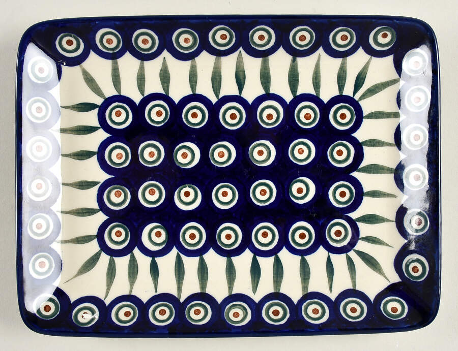 Peacock 9" Rectangular Serving Platter by BOLESLAWIEC-1