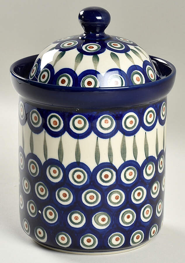 Peacock Medium Canister & Lid by BOLESLAWIEC-1
