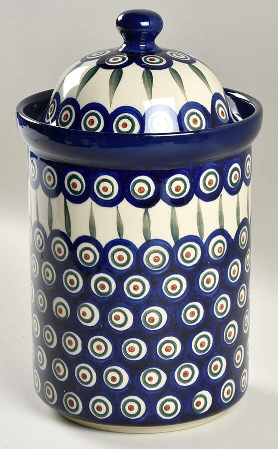 Peacock Large Canister & Lid by BOLESLAWIEC-1