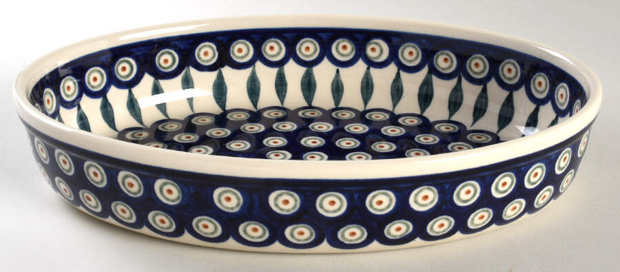 Peacock 11" Oval Baker by BOLESLAWIEC-1