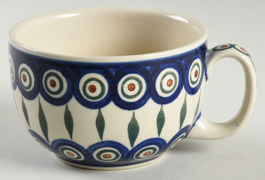 Peacock Flat Cup by BOLESLAWIEC-1