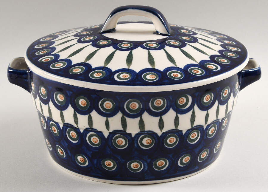 Peacock 2 Qt Round Covered Casserole by BOLESLAWIEC-1