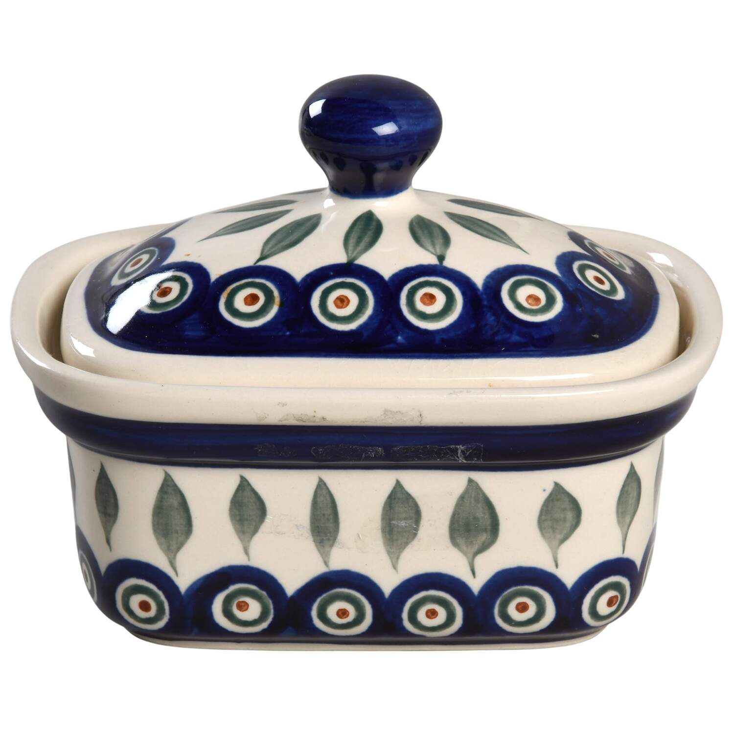 Peacock Butter Box & Lid by BOLESLAWIEC-1