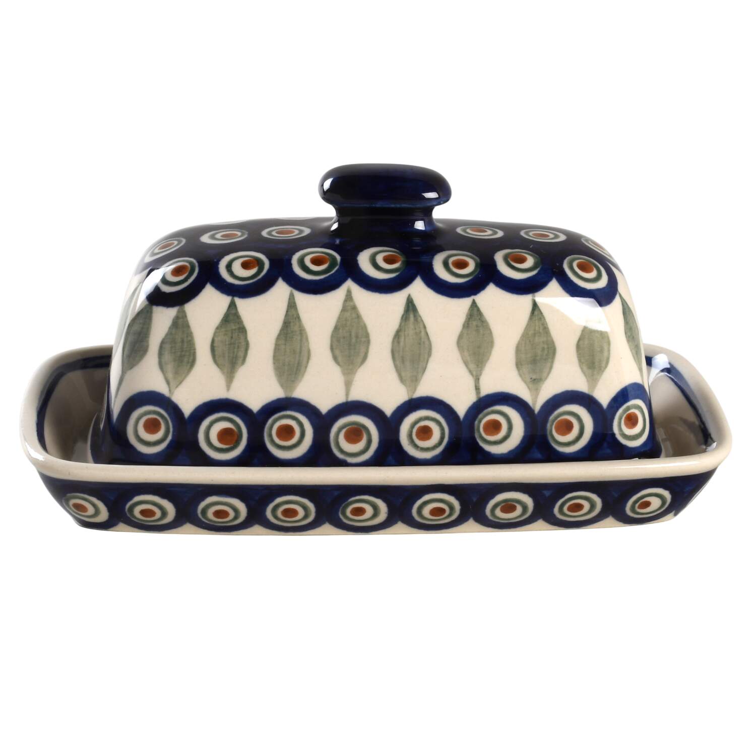 Peacock Rectangular Covered Butter by BOLESLAWIEC-1