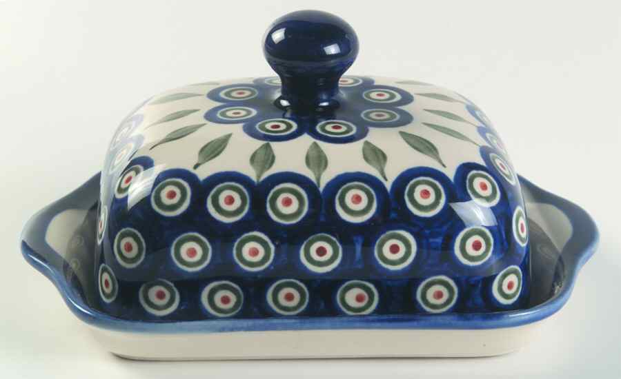 Peacock Rectangular Covered Butter by BOLESLAWIEC-1