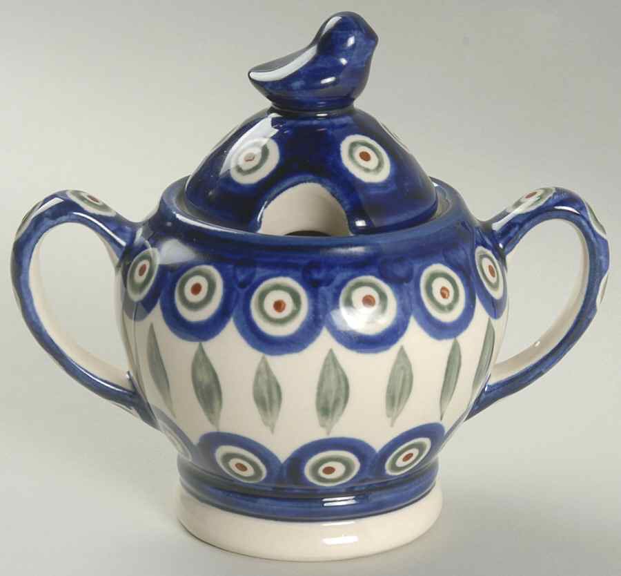 Peacock Sugar Bowl & Lid by BOLESLAWIEC-1