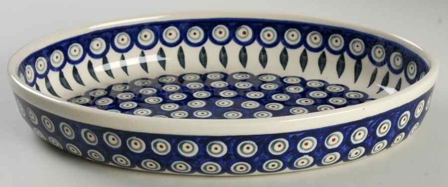 Peacock 12" Oval Baker by BOLESLAWIEC-1