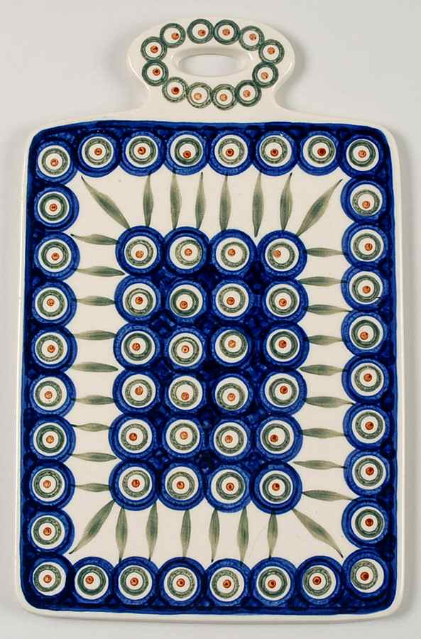 Peacock Rectangular Ceramic Cutting Board by BOLESLAWIEC-1