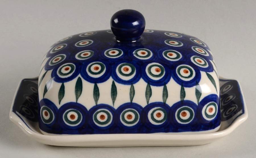 Peacock Rectangular Covered Butter by BOLESLAWIEC-1