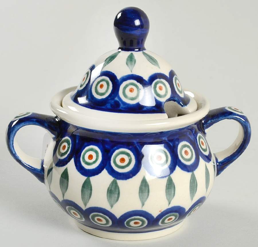 Peacock Sugar Bowl & Lid by BOLESLAWIEC-1