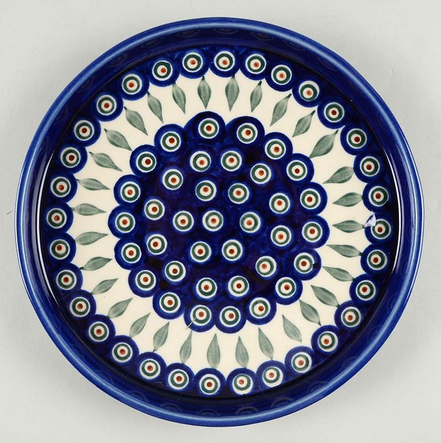 Peacock Round Torte Plate by BOLESLAWIEC-1