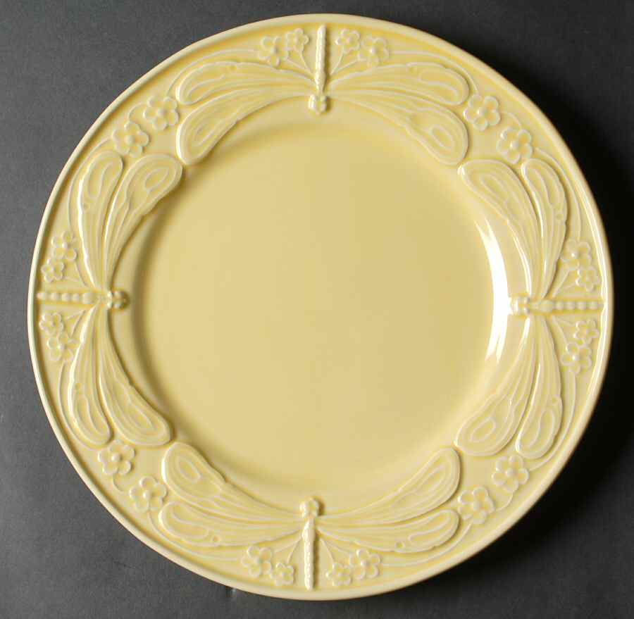 Dragonfly (Yellow) 12" Chop Plate (Round Platter) by Bordallo Pinheiro-1