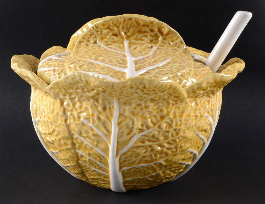 Cabbage Honey Gold Tureen & Lid w/Ladle by Bordallo Pinheiro-1