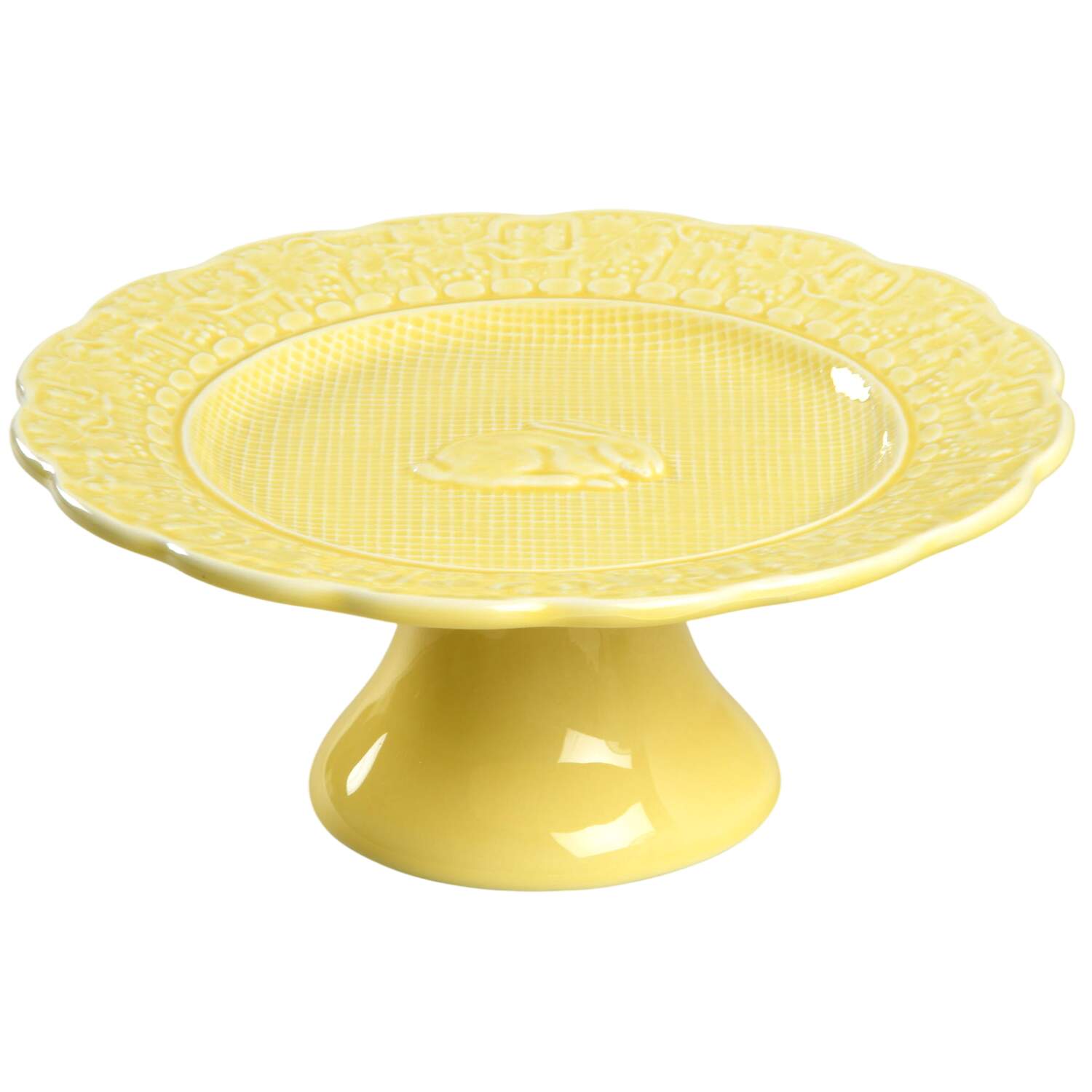 Rabbit Yellow 8" Diameter Pedestal Cake Stand by Bordallo Pinheiro-1