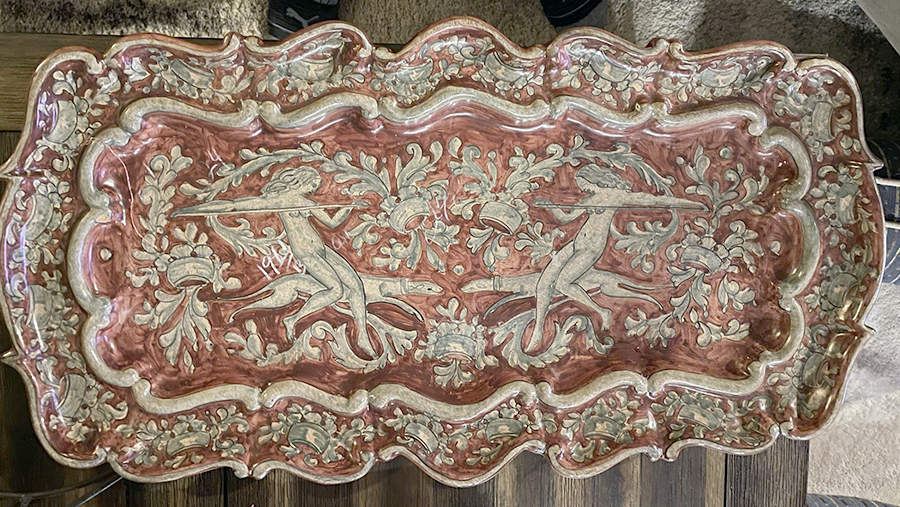 Griffin Red 25" Rectangular Tray by Biagioli (Italy)-1