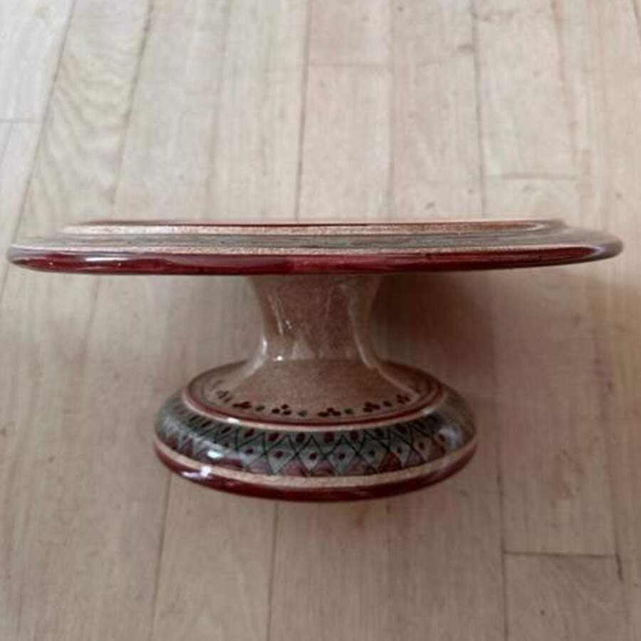 Griffin Red Footed Cake Plate by Biagioli (Italy)-1