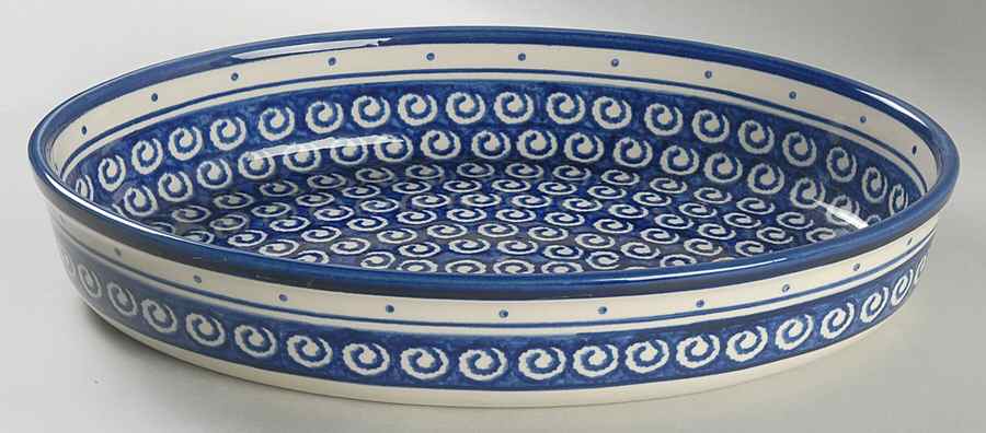 Swirl 13" Oval Baker by BOLESLAWIEC-1