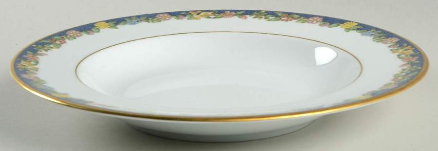Fiorini (Gold Outlined Flowers) Rim Soup Bowl by Bernardaud-1