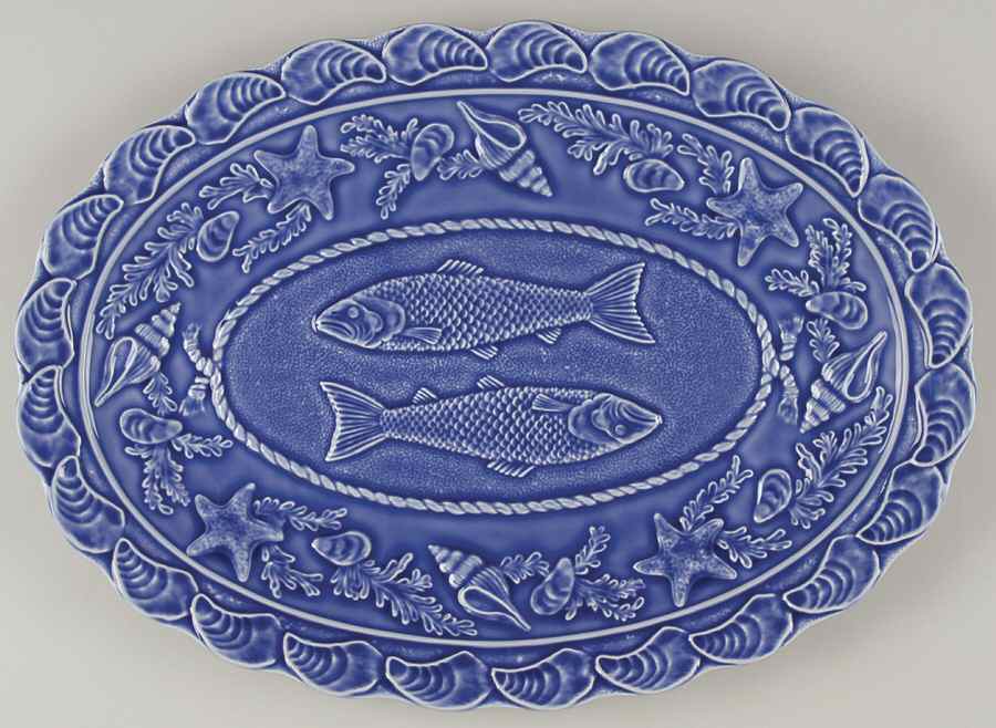 Seashell Service Blue 16" Oval Serving Platter by Bordallo Pinheiro-1