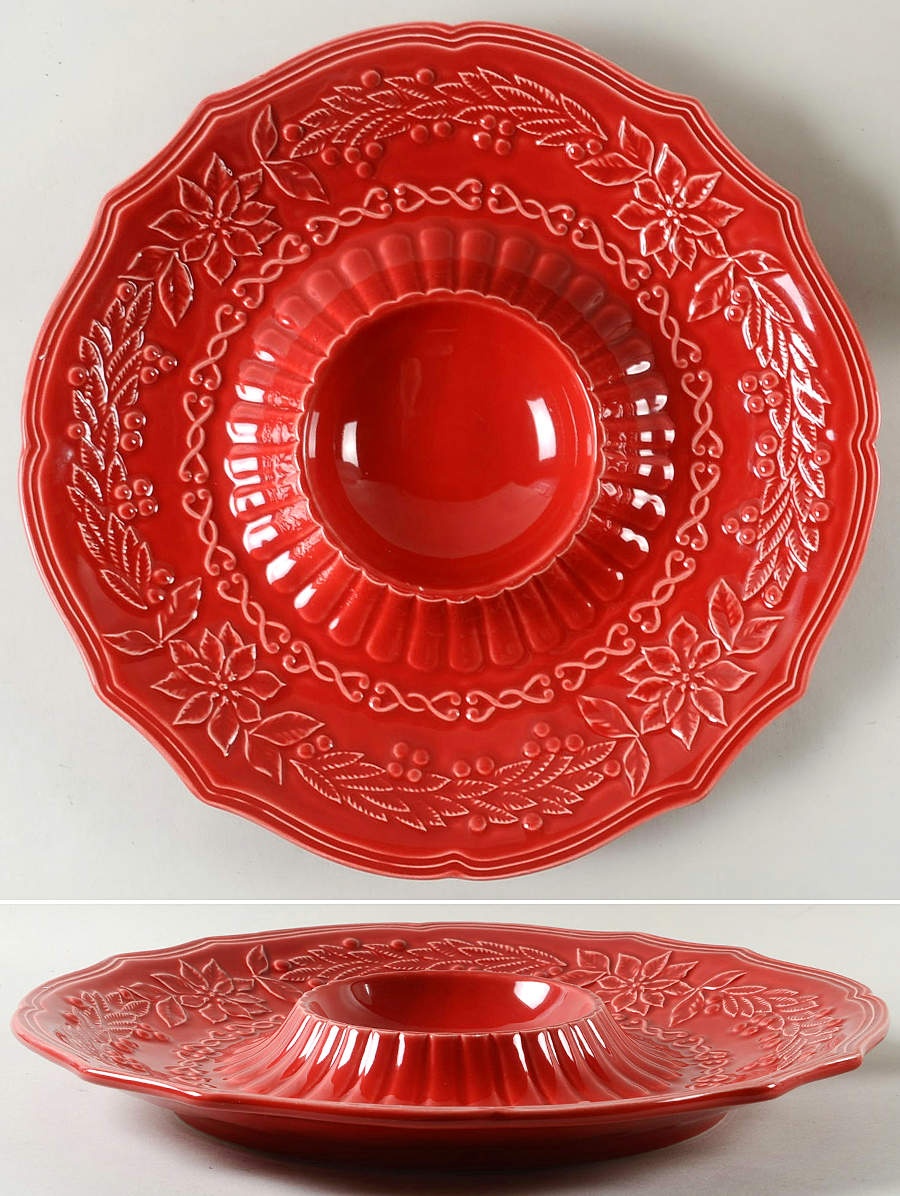 Poinsettia (Christmas) 1 Piece Chip & Dip by Bordallo Pinheiro-1