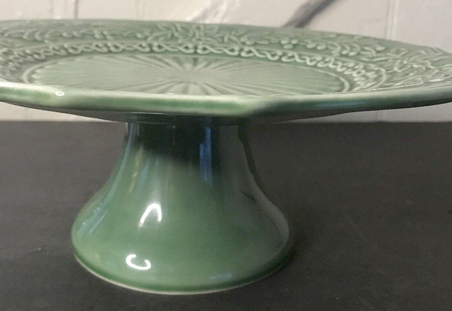 Poinsettia (Christmas) 12" Diameter Pedestal Cake Stand by Bordallo Pinheiro-1