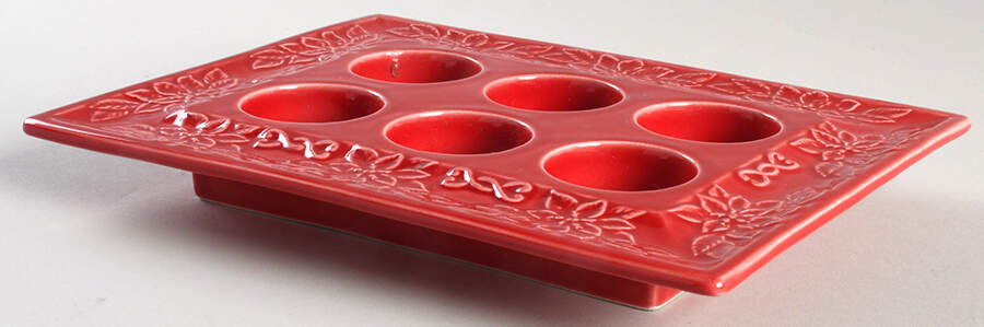 Poinsettia (Christmas) Tea Light Tray for 6 Tea Lights by Bordallo Pinheiro-1