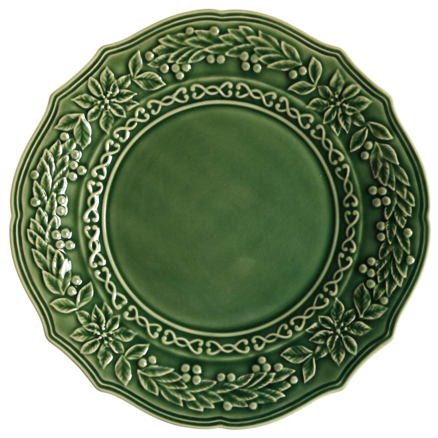 Poinsettia (Christmas) Dinner Plate by Bordallo Pinheiro-1