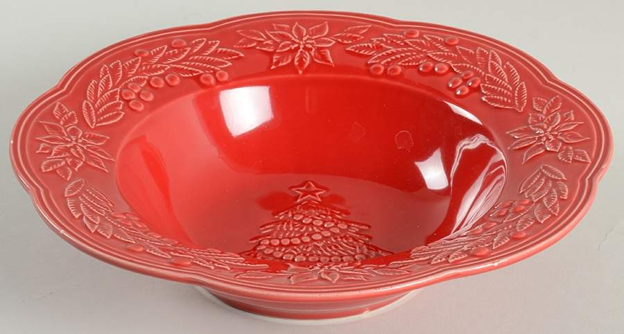 Poinsettia (Christmas) 11" Large Salad Serving Bowl by Bordallo Pinheiro-1