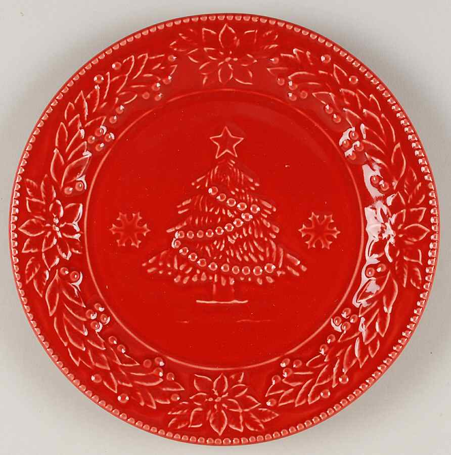 Poinsettia (Christmas) Salad/Dessert Plate by Bordallo Pinheiro-1