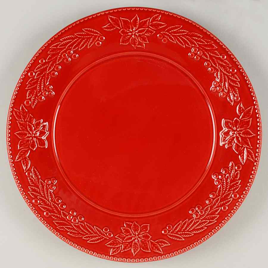 Poinsettia (Christmas) 12" Chop Plate (Round Platter) by Bordallo Pinheiro-1