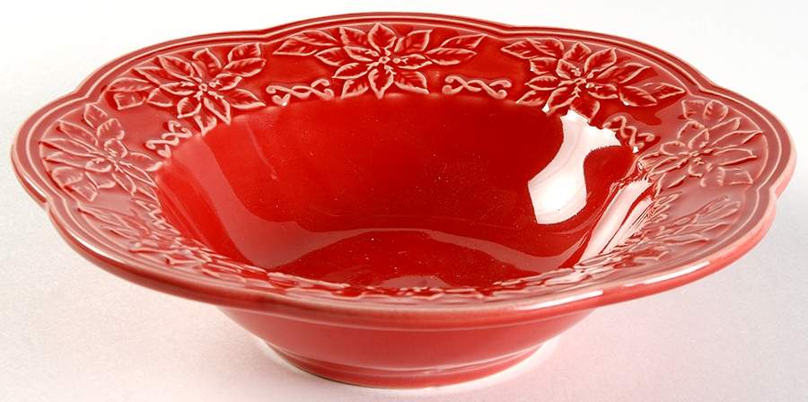 Poinsettia (Christmas) Soup/Cereal Bowl by Bordallo Pinheiro-1