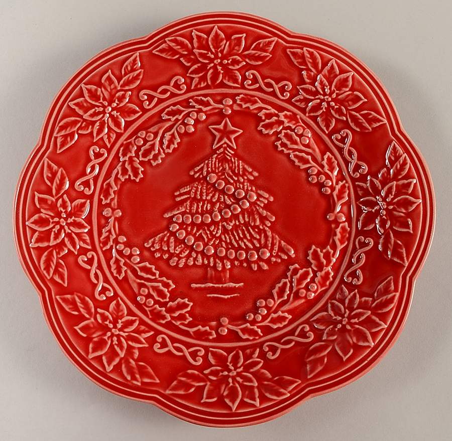 Poinsettia (Christmas) Salad/Dessert Plate by Bordallo Pinheiro-1