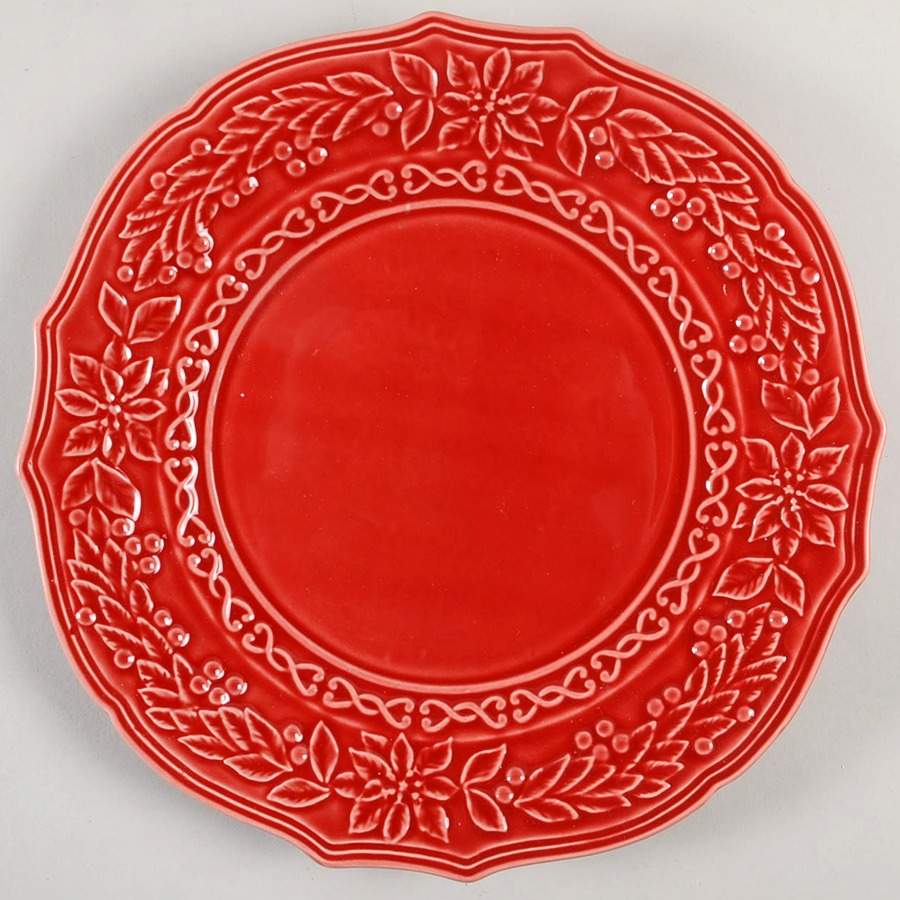 Poinsettia (Christmas) Dinner Plate by Bordallo Pinheiro-1