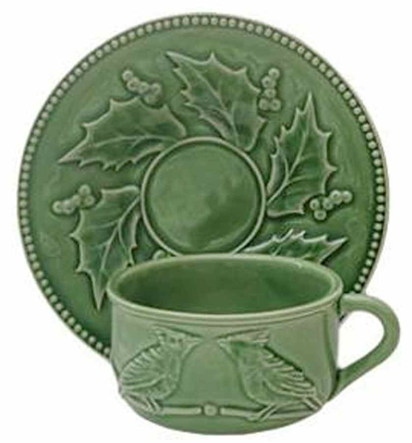 Cardinal Flat Cup & Saucer Set by Bordallo Pinheiro-1
