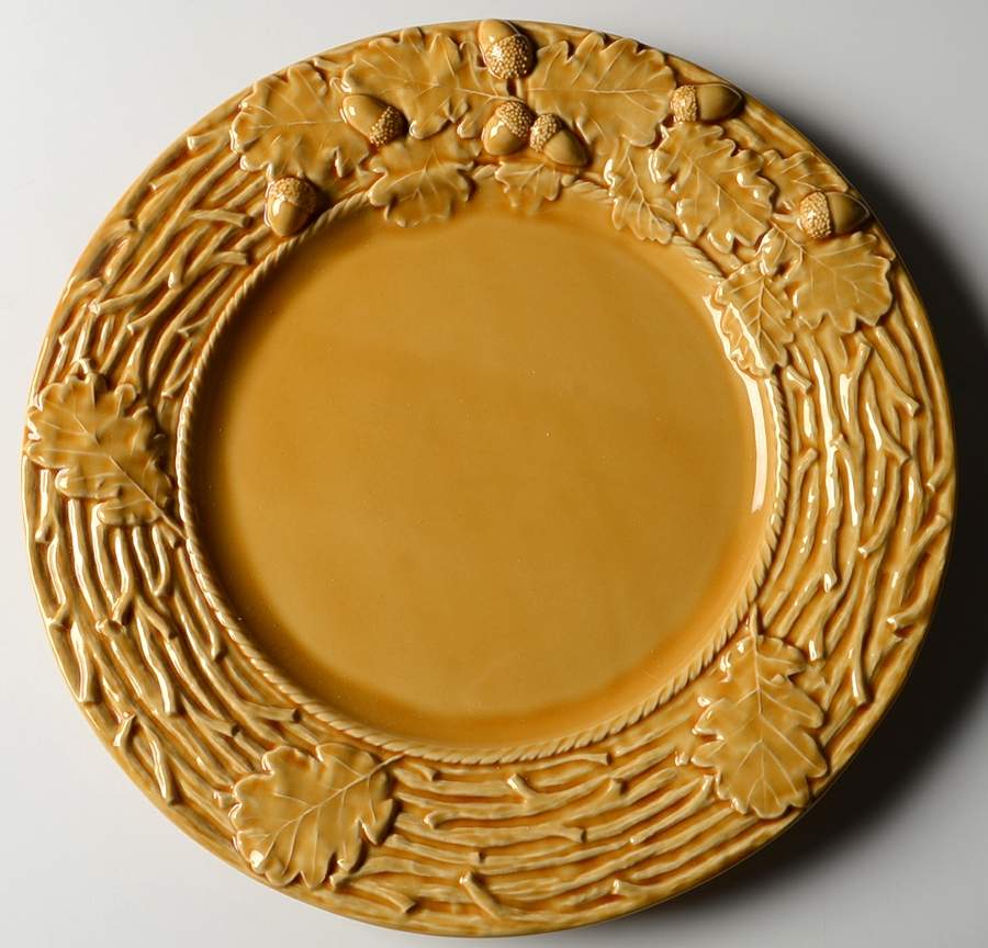 Oak Leaf Gold 13" Chop Plate (Round Platter) by Bordallo Pinheiro-1