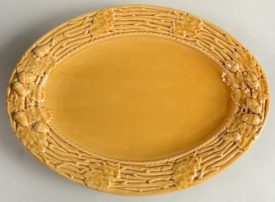 Oak Leaf Gold 15" Oval Serving Platter by Bordallo Pinheiro-1