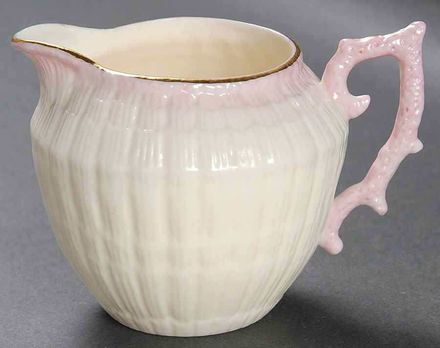 Limpet Pink (Gold Trim) Creamer by Belleek Pottery (Ireland)-1