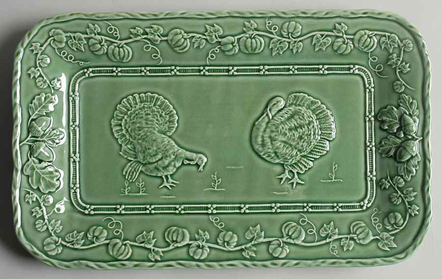 Turkey Green 13" Rectangular Serving Platter by Bordallo Pinheiro-1